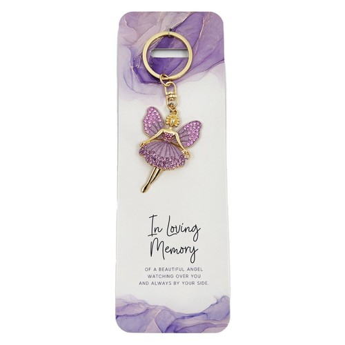 Purple angel memorial keyring - purple,