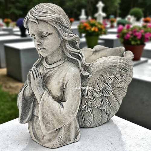 Angel praying memorial vase - angel,