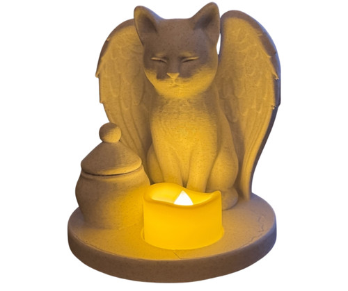 Angel cat cloud urn - on,