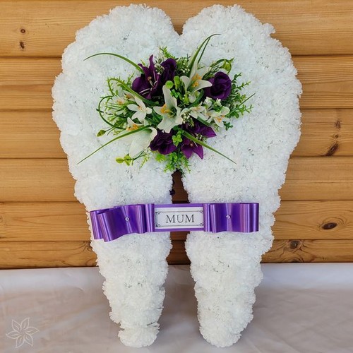 Angel wings funeral - wings, flowers