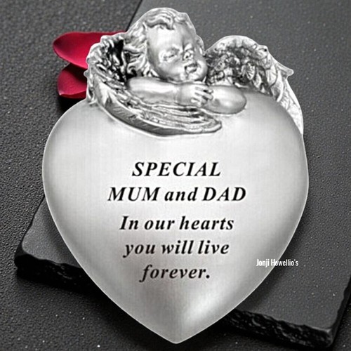 Silver angel memorial heart - angel,