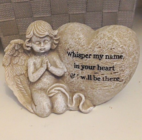 Beige angel heart memorial - heart,