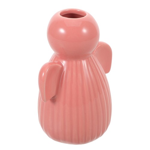 Pink ceramic angel vase - pink,