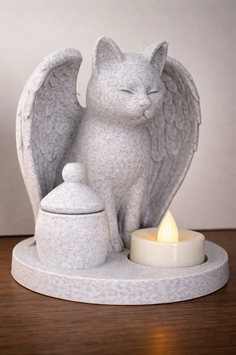 Angel cat memorial urn - angel,