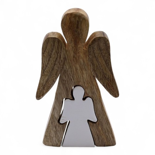 Mango wood angel - wood, in