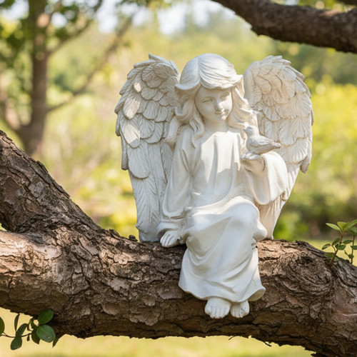 Guardian angel garden statue - angel,