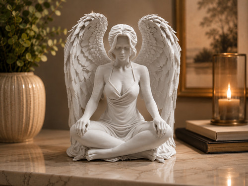 Seated angel figurine - seated, –