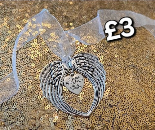 Silver angel wings heart - wings,