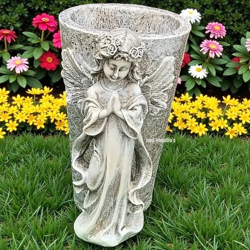 Angel praying memorial - angel, vase