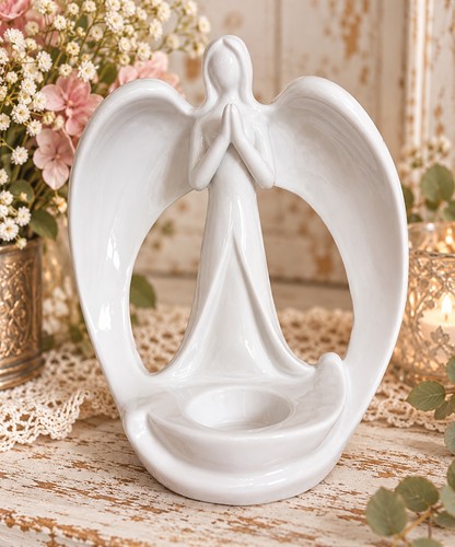 White angel tealight - white, candle