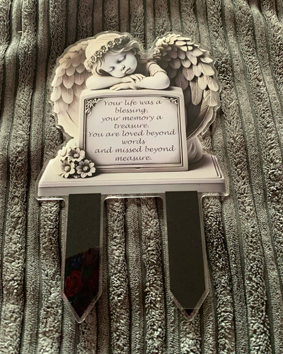 Grey angel baby memorial grave - angel,